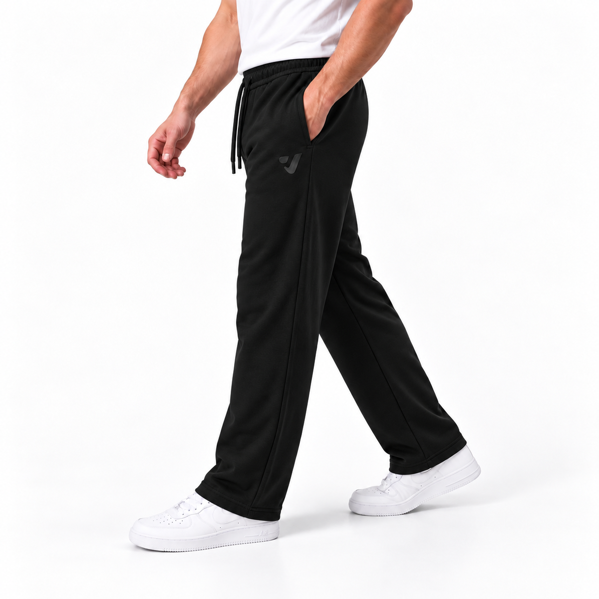 Clover wide-leg cotton terry cloth trousers with rubber-print.