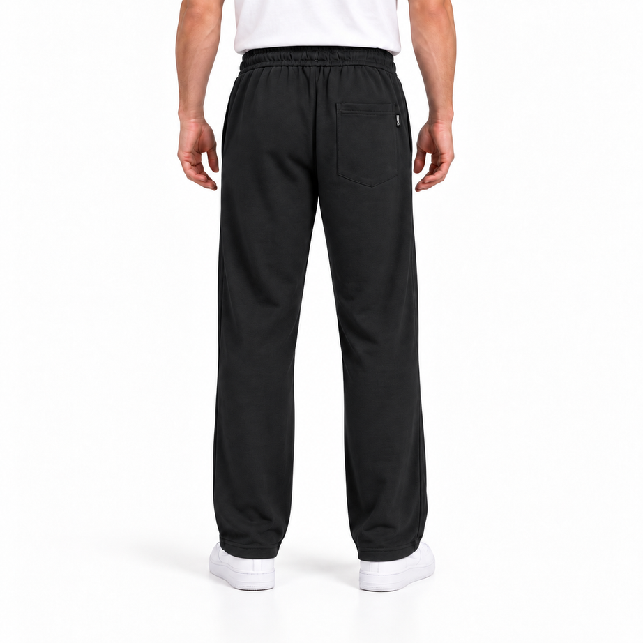 Clover wide-leg cotton terry cloth trousers with rubber-print.