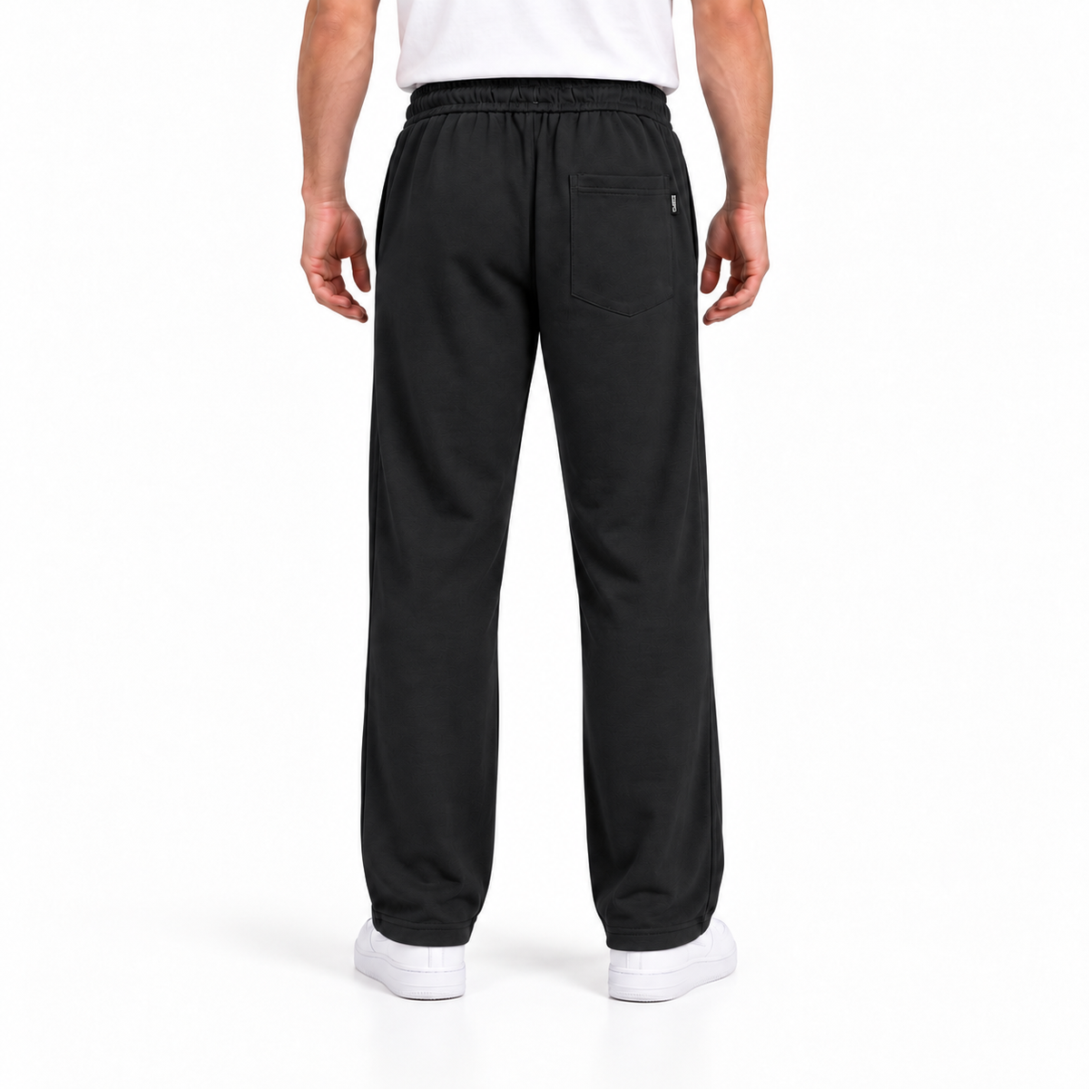 Clover wide-leg cotton terry cloth trousers with rubber-print.