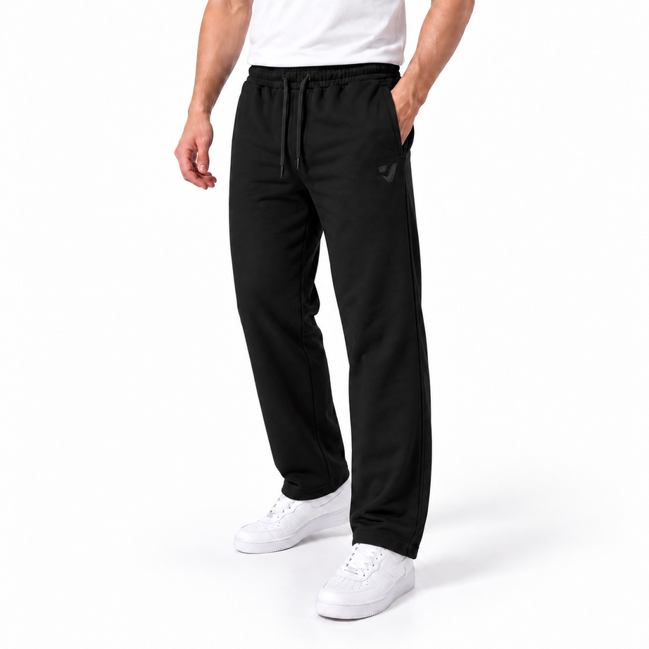 Clover wide-leg cotton terry cloth trousers with rubber-print.