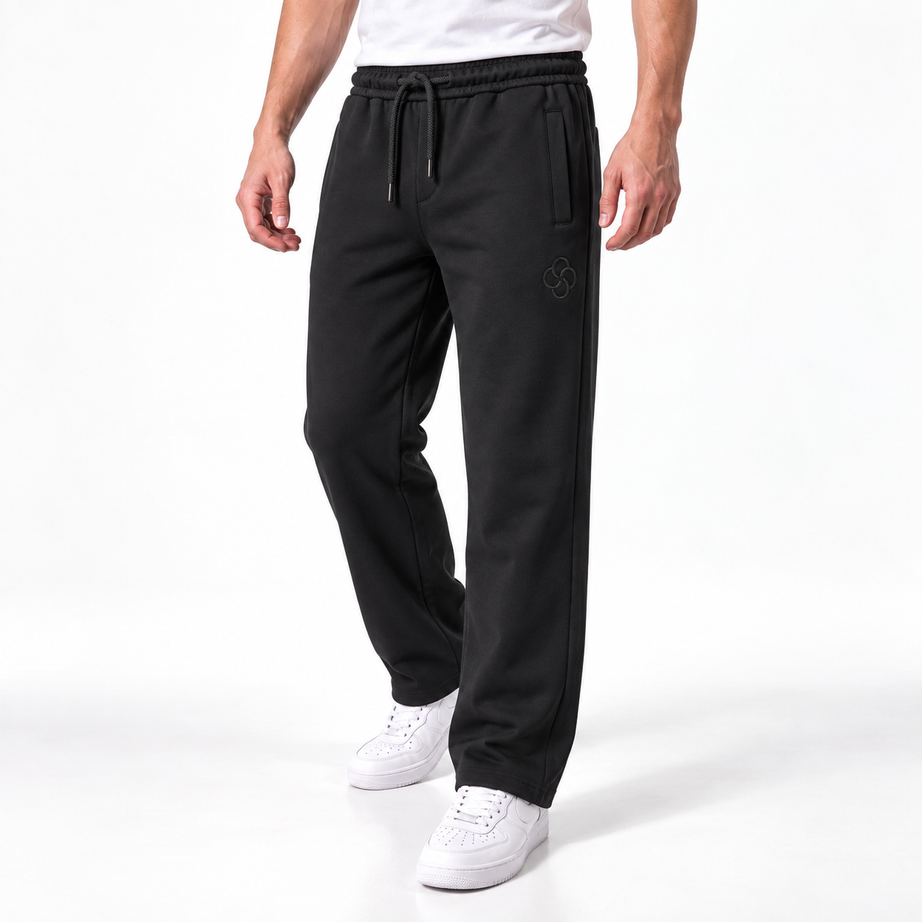 Clover wide-leg cotton terry cloth trousers with rose embroidery