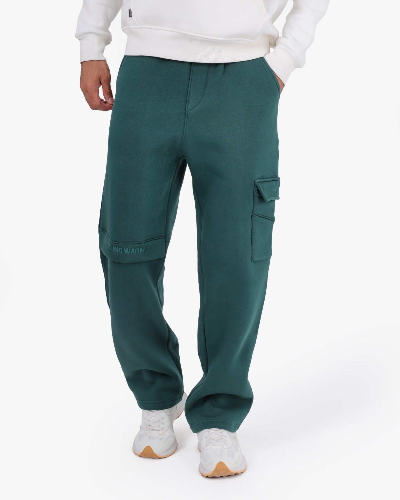 CLOVER Milton Sponge Cotton Wide-Leg Joggers – Single Side Pocket OLIVE