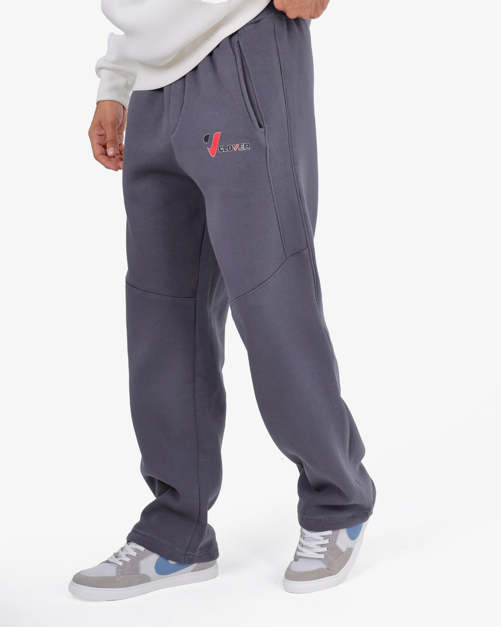 CLOVER Milton Sponge Cotton Wide-Leg Joggers – Printed Design GRAY