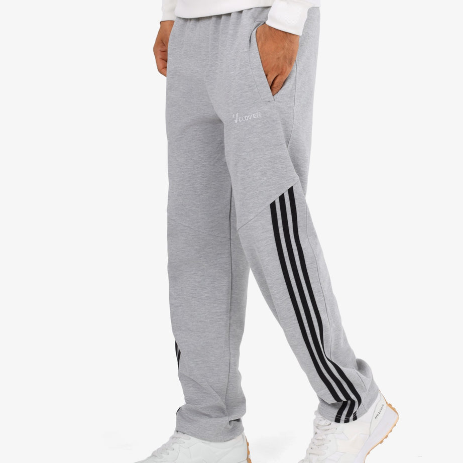 Wide-leg embroidered sweatpants (3-line design)