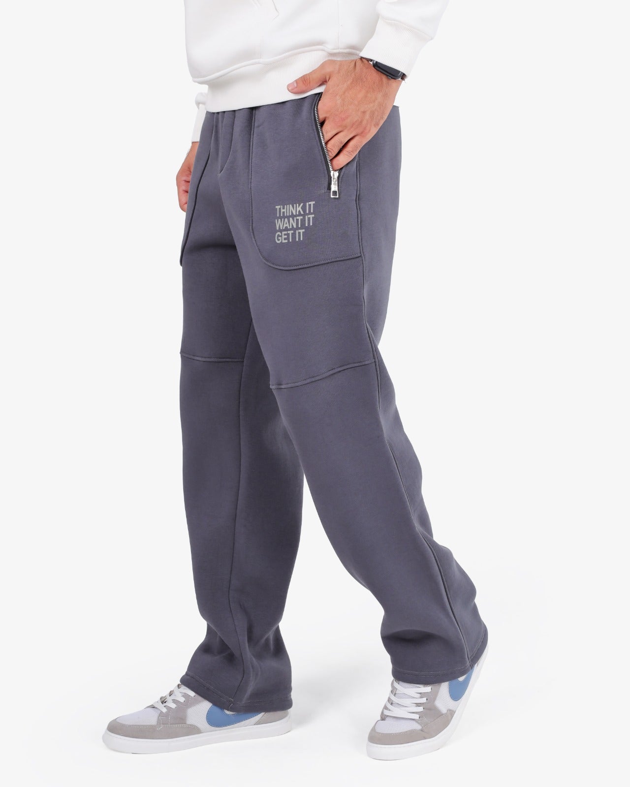 CLOVER Milton Sponge Cotton Wide-Leg pants – Printed Design gray