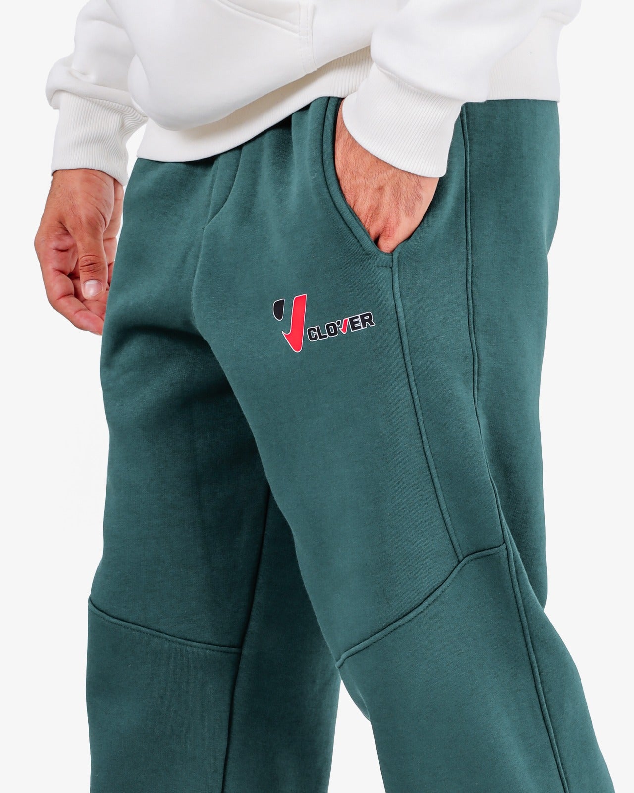 CLOVER Milton Sponge Cotton Wide-Leg Joggers – Printed Design OLIVE