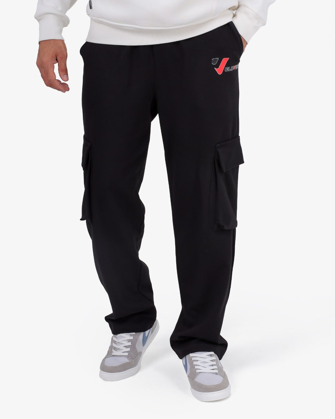 CLOVER Interlock Cotton Joggers – Two Side Pockets BLACK