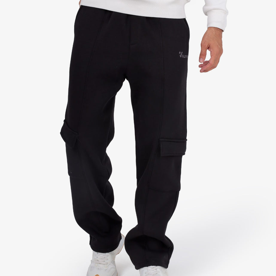 Clover-embroidered sponge cargo joggers