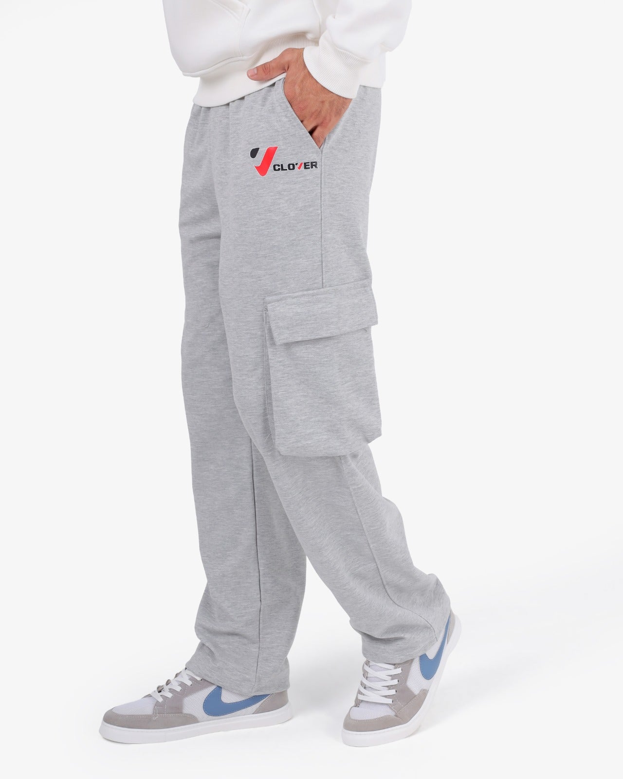 CLOVER Interlock Cotton Joggers – Two Side Pockets LIGHT GRAY