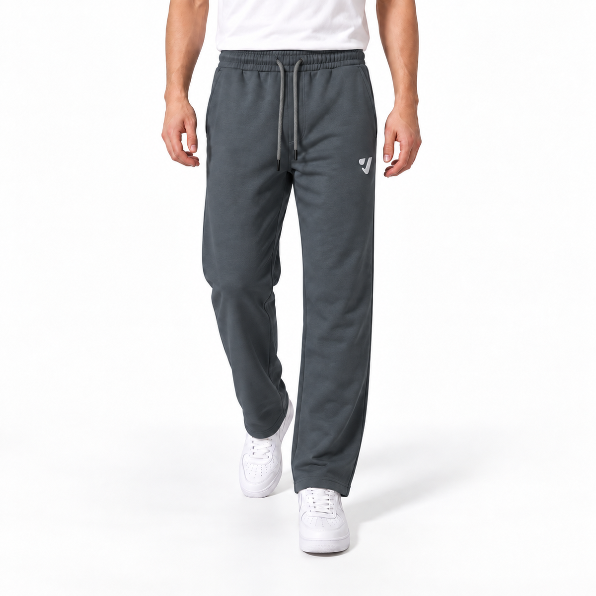 Clover wide-leg cotton terry cloth trousers with rubber-print.