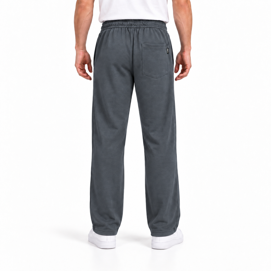 Clover wide-leg cotton terry cloth trousers with rubber-print.