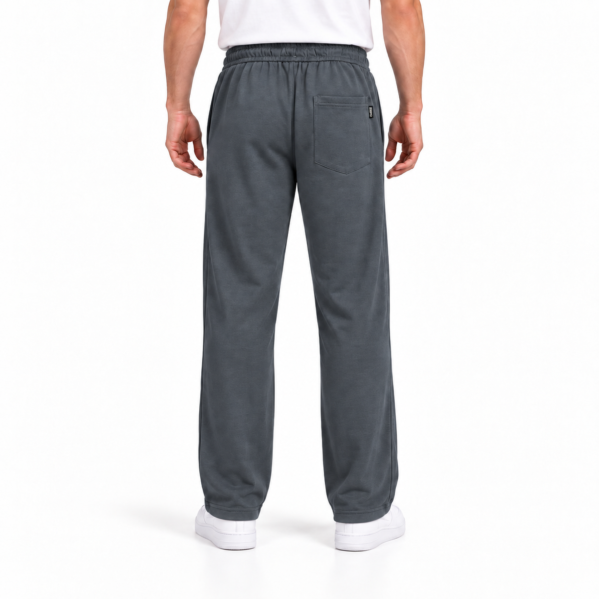 Clover wide-leg cotton terry cloth trousers with rubber-print.