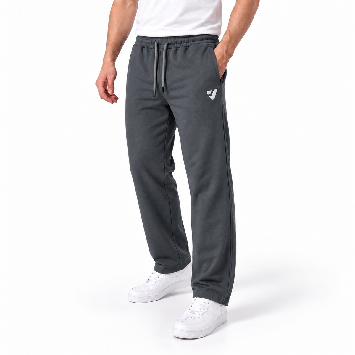 Clover wide-leg cotton terry cloth trousers with rubber-print.