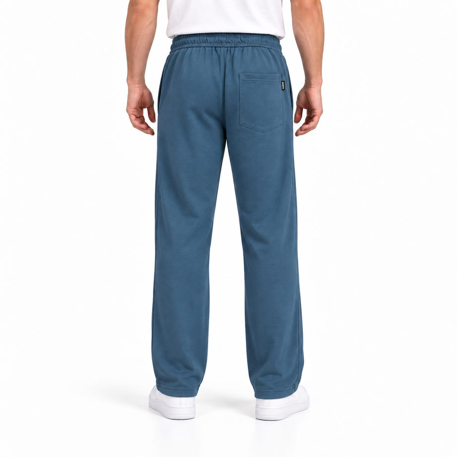 Clover wide-leg cotton terry cloth trousers with rubber-print.