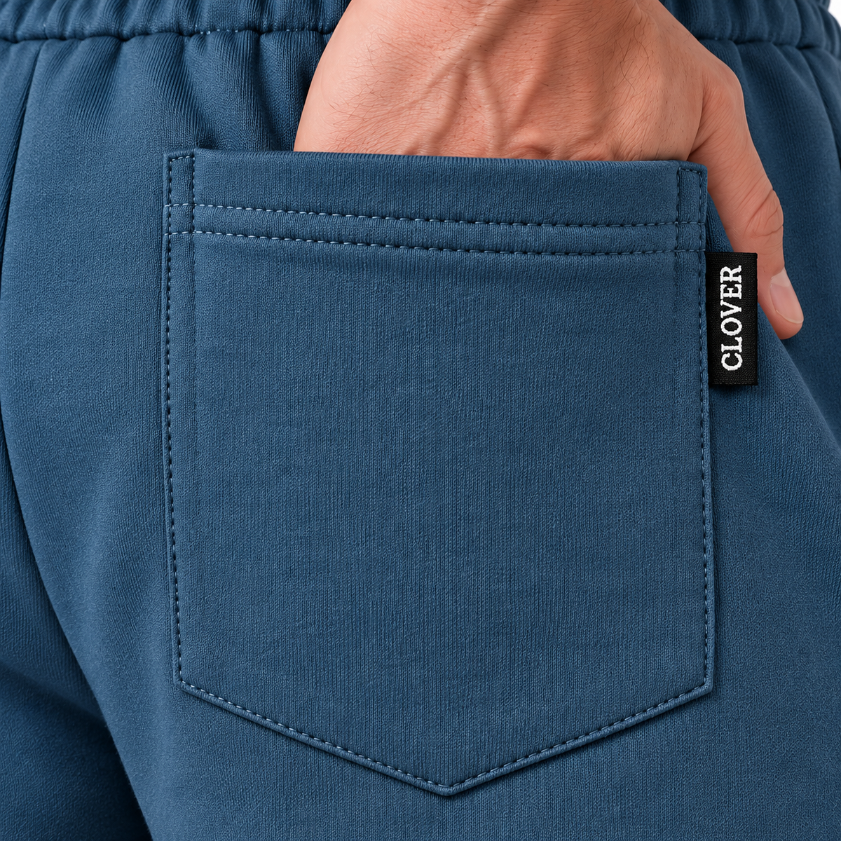 Clover wide-leg cotton terry cloth trousers with rubber-print.