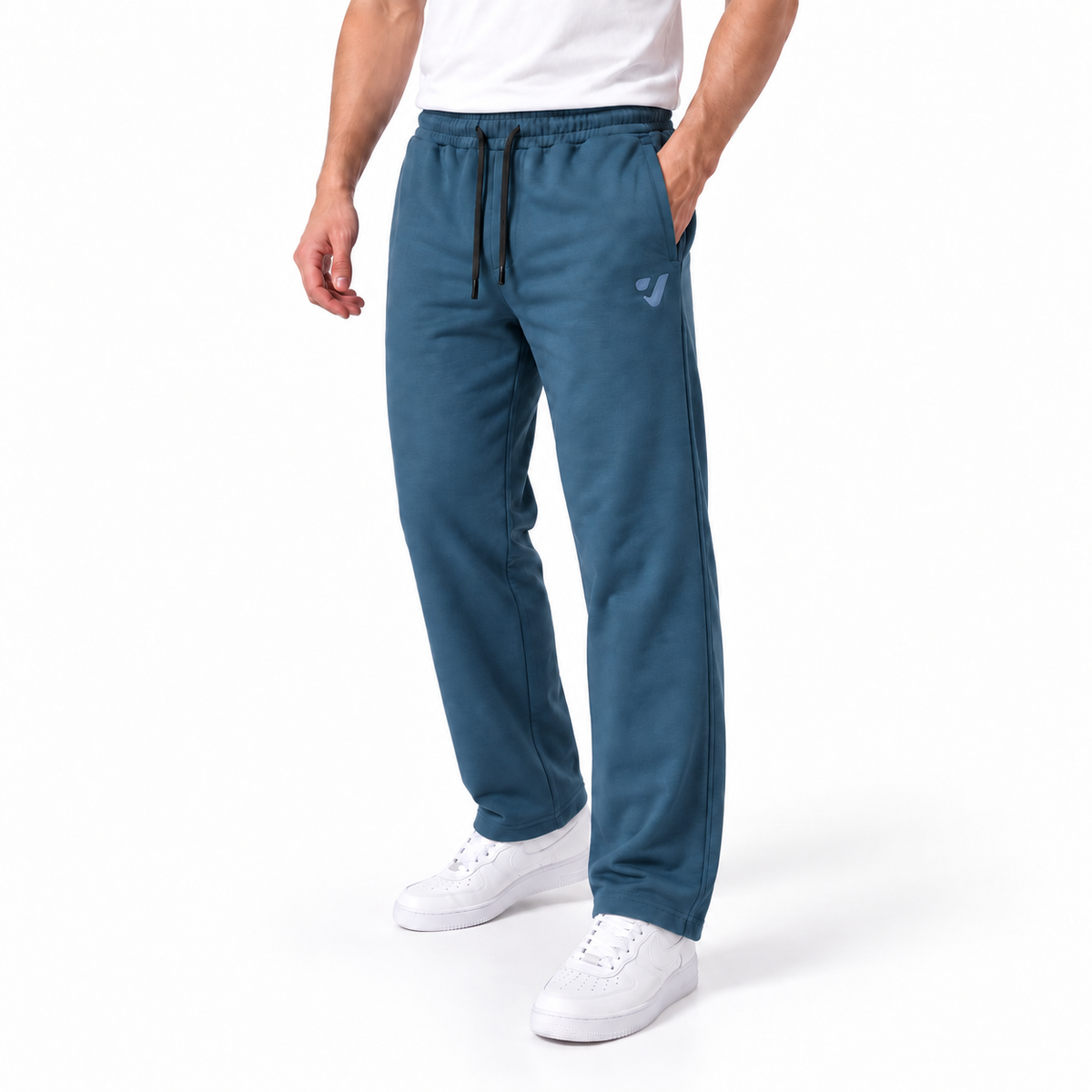 Clover wide-leg cotton terry cloth trousers with rubber-print.