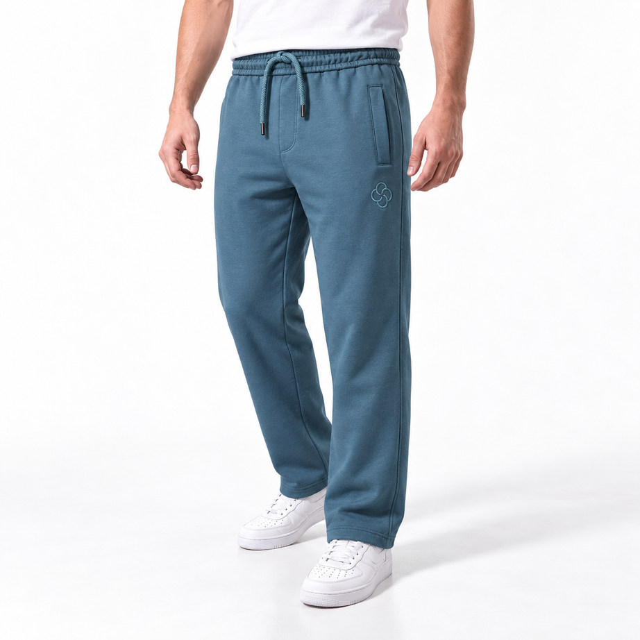Clover wide-leg cotton terry cloth trousers with rose embroidery
