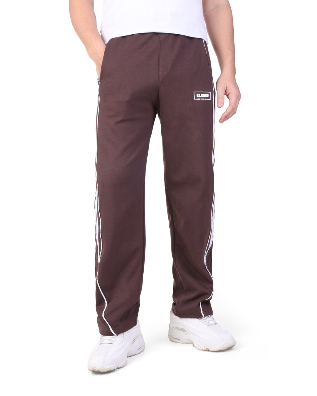 CLOVER Wide-Leg Interlock pants  (Rubber Printing) Brown