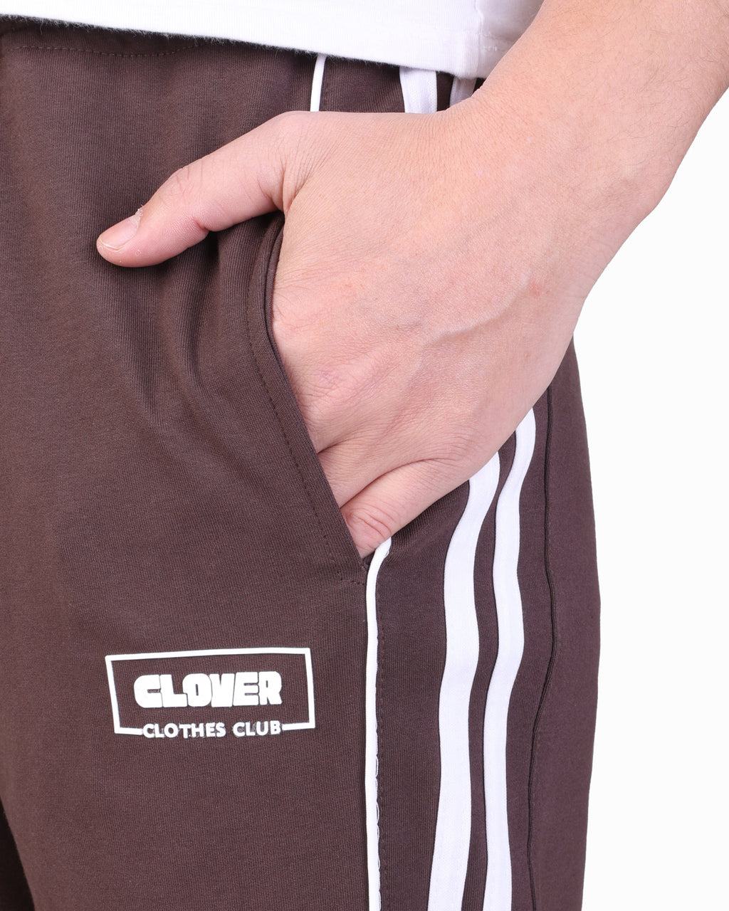 CLOVER Wide-Leg Interlock pants  (Rubber Printing) Brown