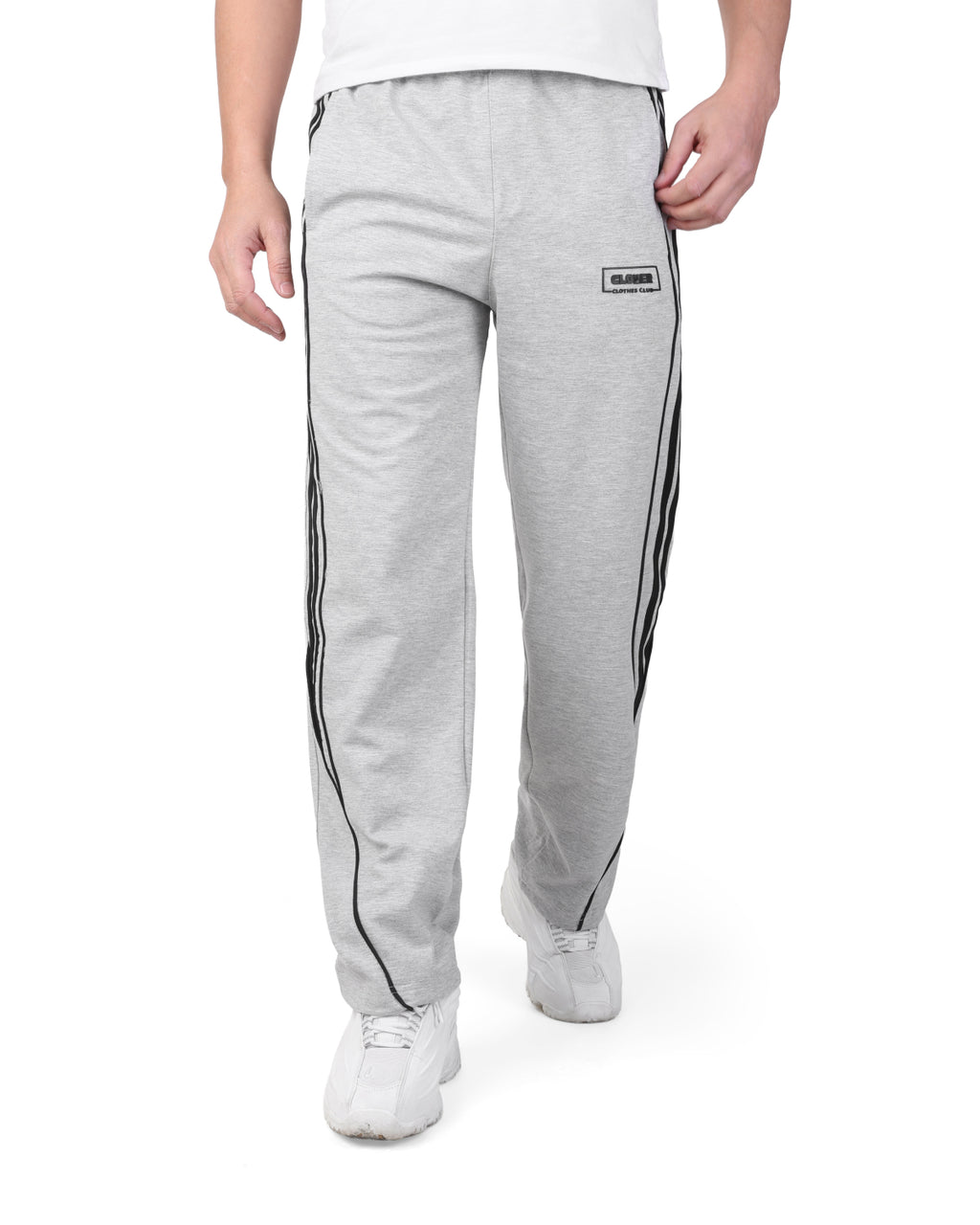 CLOVER Wide-Leg Interlock pants  (Rubber Printing) LIGHTGRAY