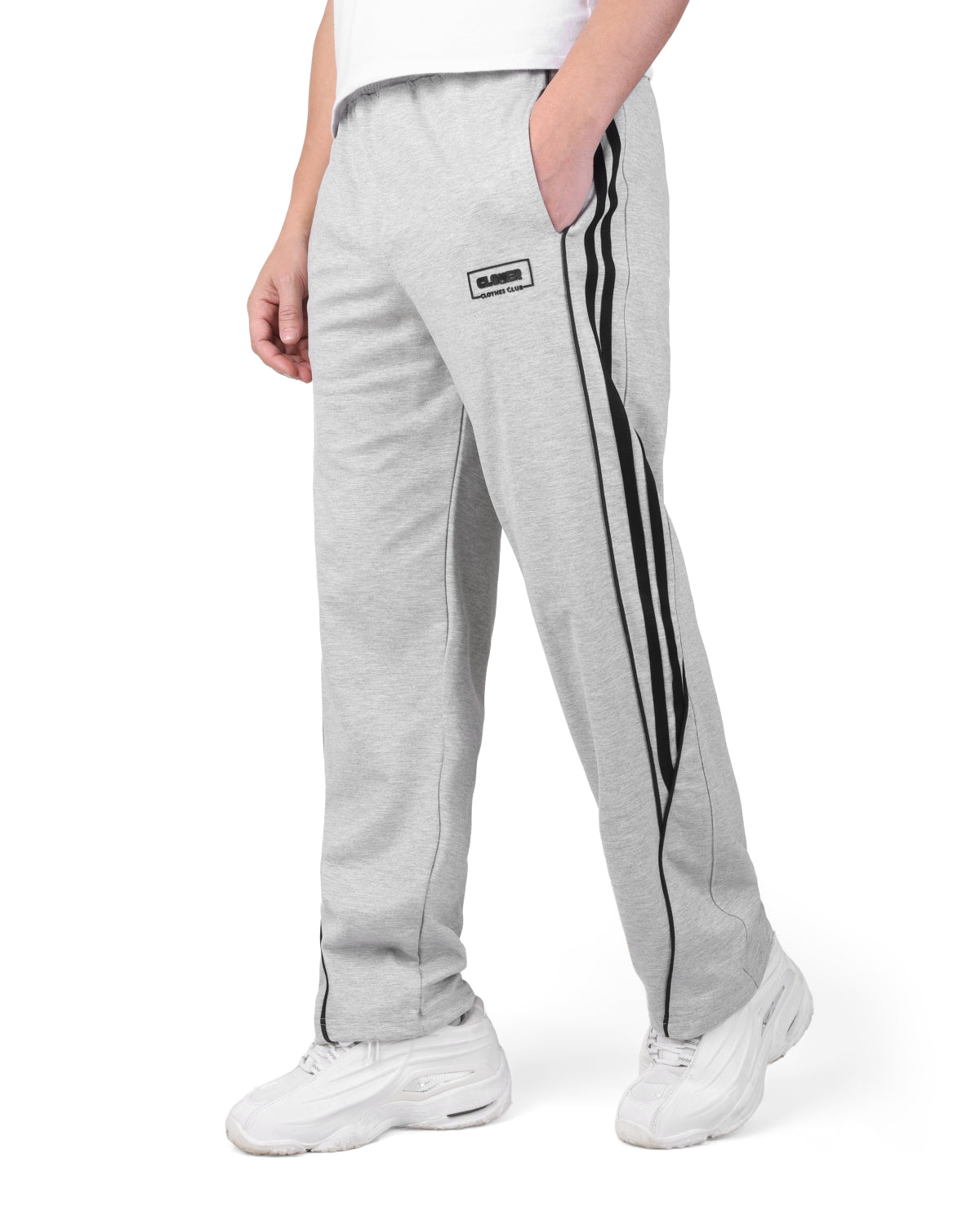 CLOVER Wide-Leg Interlock pants  (Rubber Printing) LIGHTGRAY