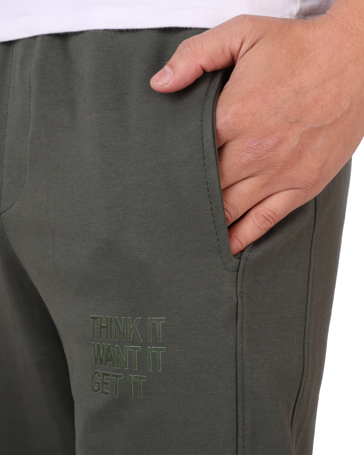 Wide-Leg Cotton Interlock Pants with DTF Print (olive)