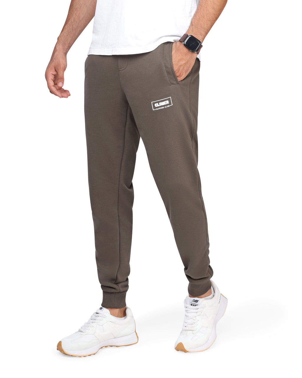 clover cotton SweatPants printed Brown