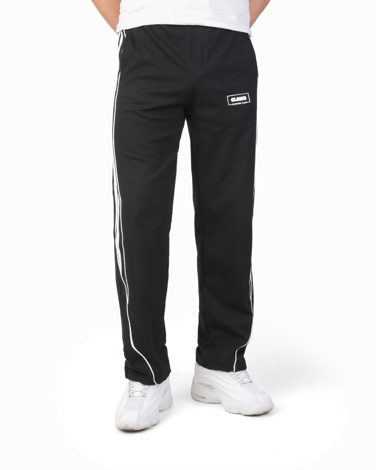 CLOVER Wide-Leg Interlock pants  (Rubber Printing) Black