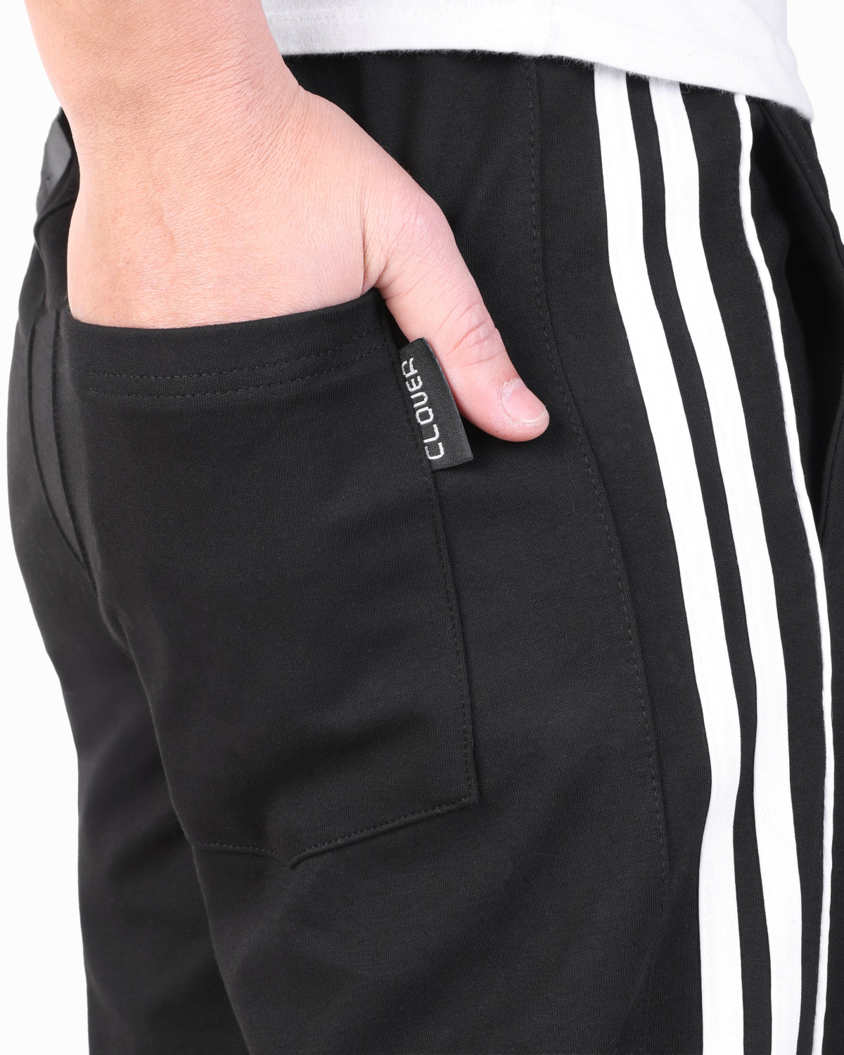 CLOVER Wide-Leg Interlock pants  (Rubber Printing) Black