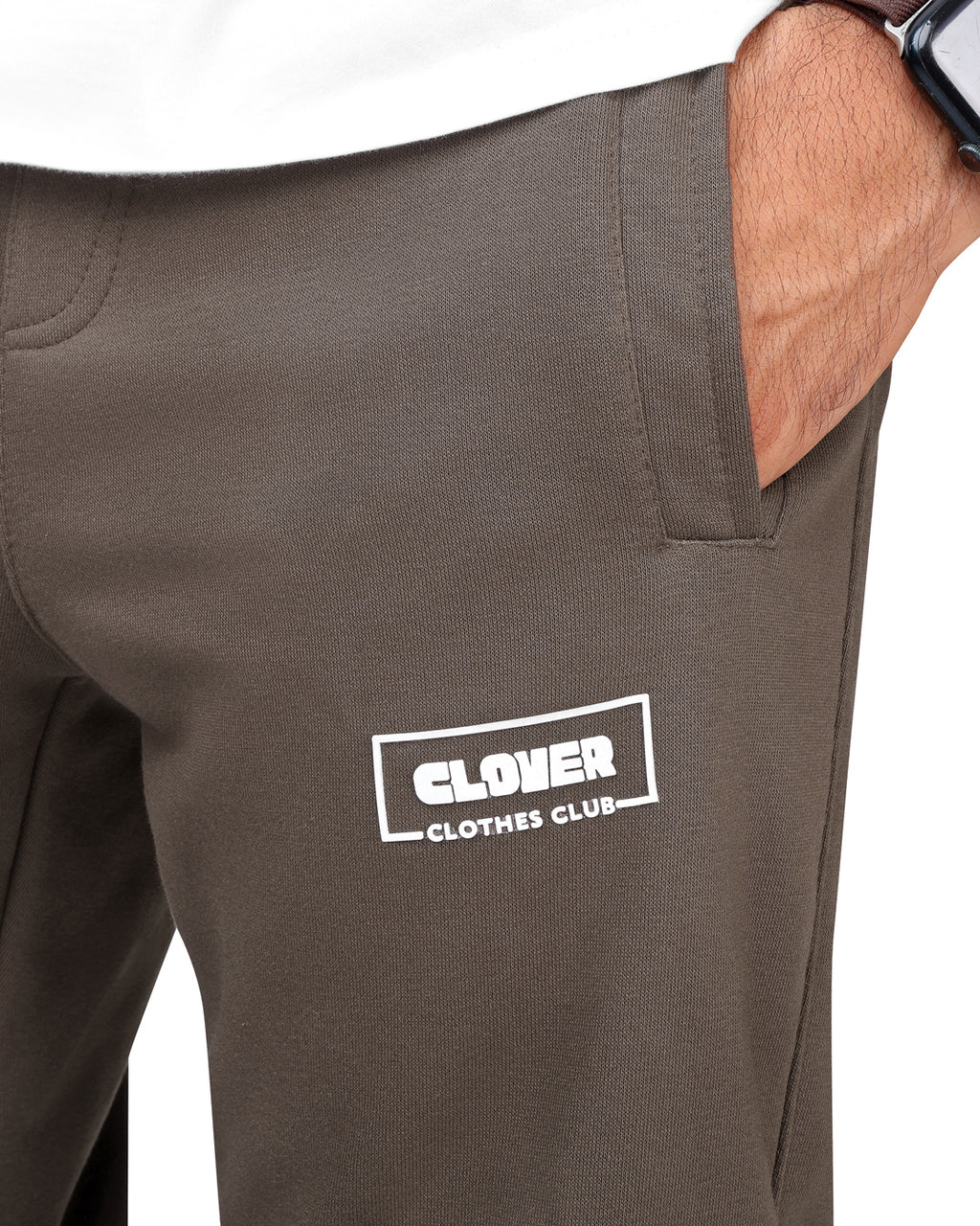 clover cotton SweatPants printed Brown