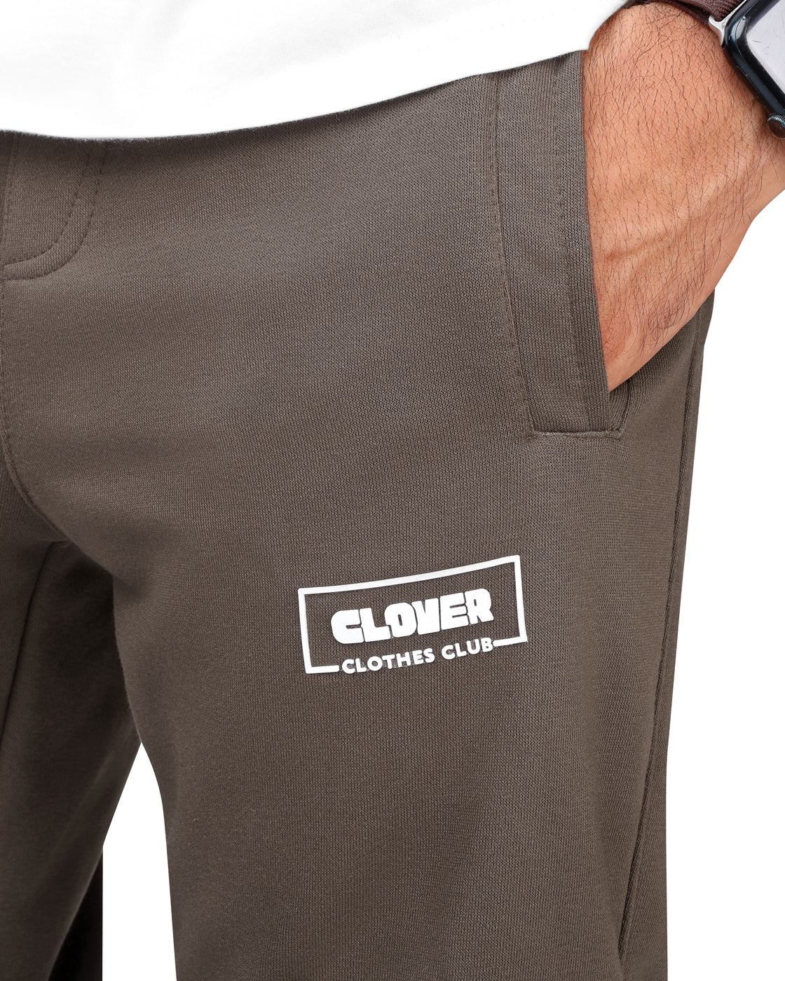clover cotton SweatPants printed Brown (oversize)
