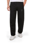 Wide-Leg Cotton Interlock Pants with DTF Print (black)