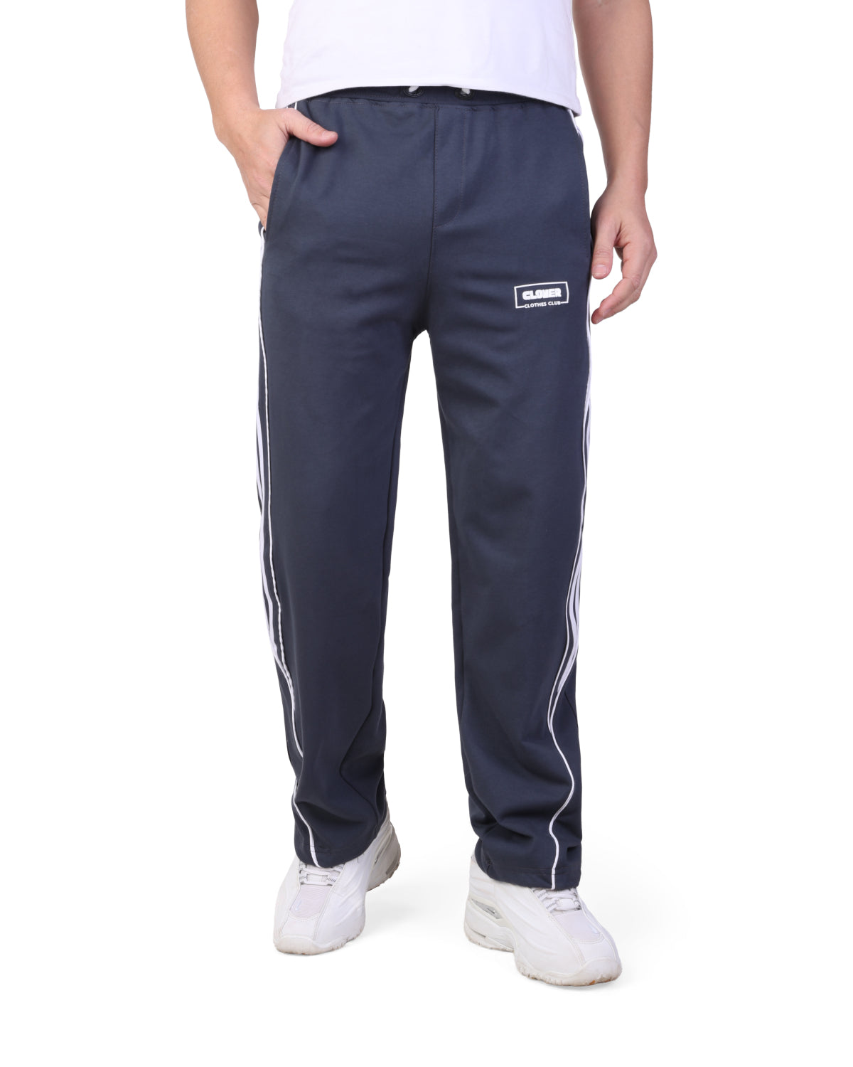 CLOVER Wide-Leg Interlock pants  (Rubber Printing) Gray