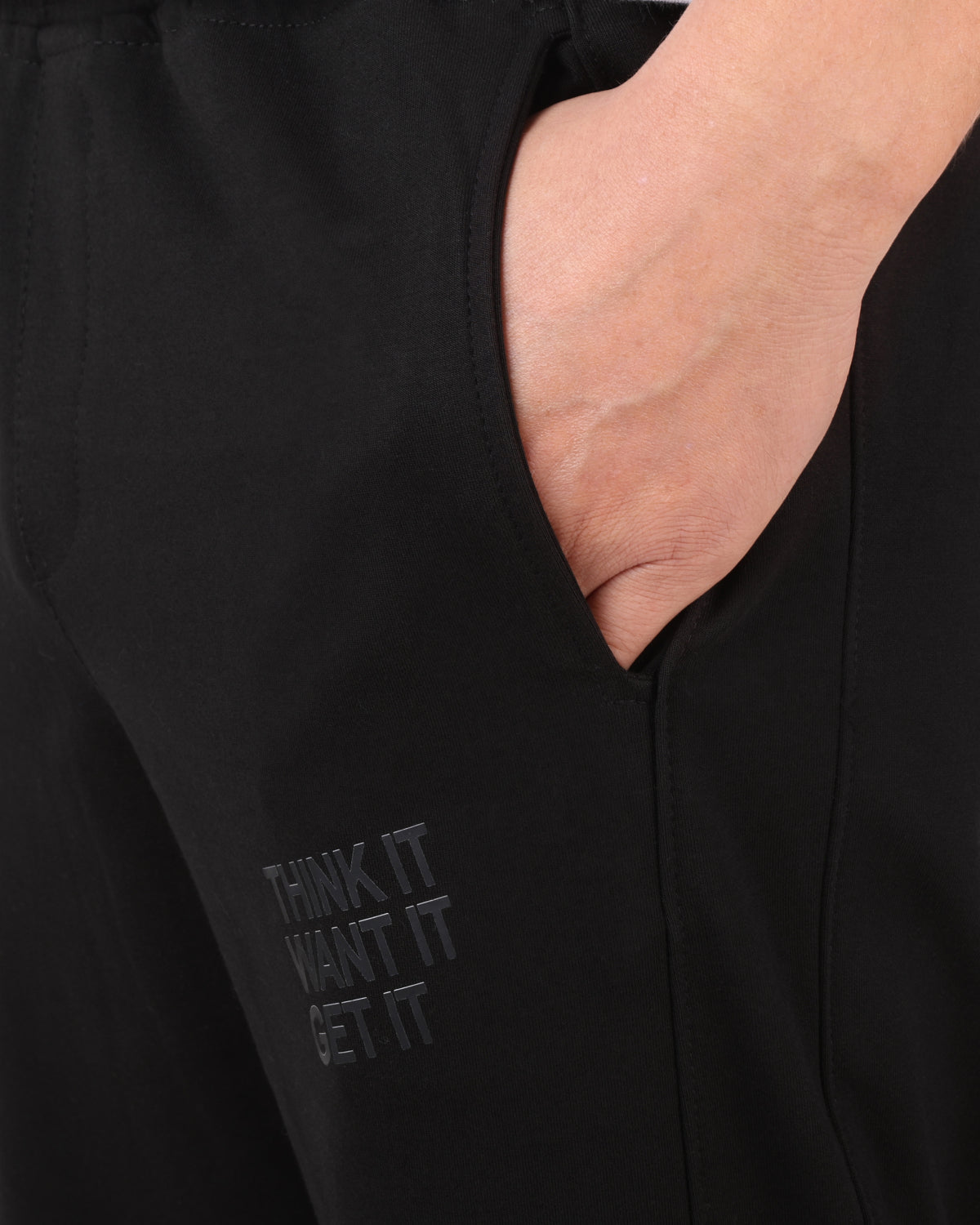 Wide-Leg Cotton Interlock Pants with DTF Print (black)