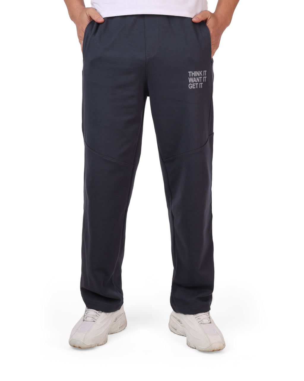 Wide-Leg Cotton Interlock Pants with DTF Print (dark gray)