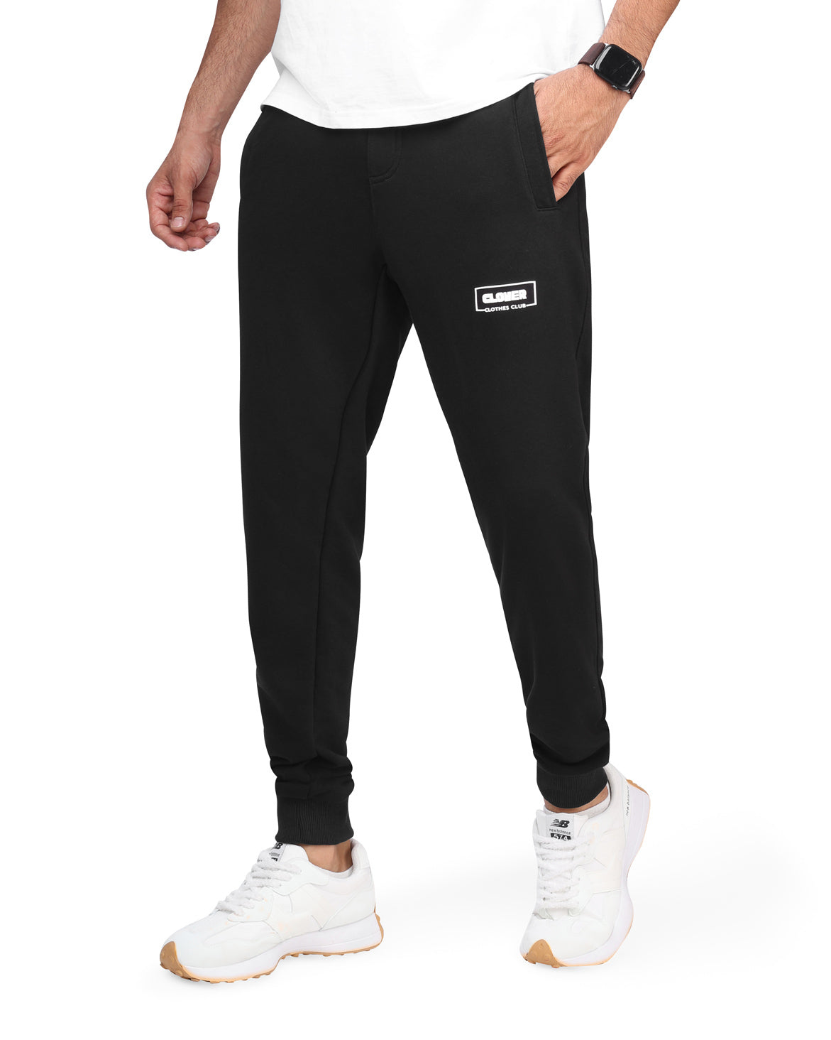 clover cotton SweatPants printed black (over size)