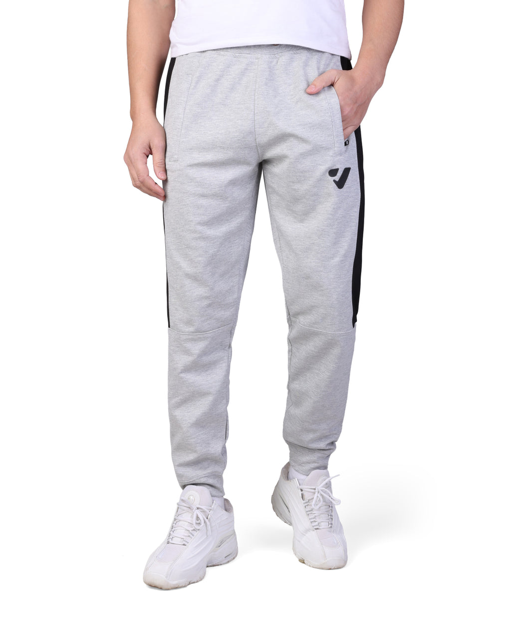Clover Interlock Cuffed Pants – Rubber Logo Edition Light Grey