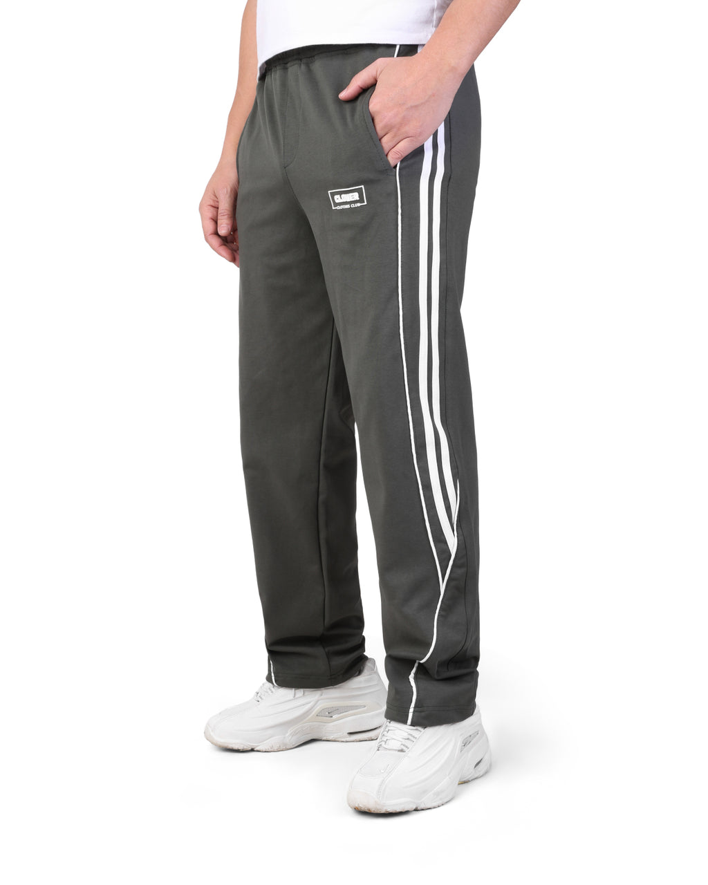 CLOVER Wide-Leg Interlock pants  (Rubber Printing) Olive