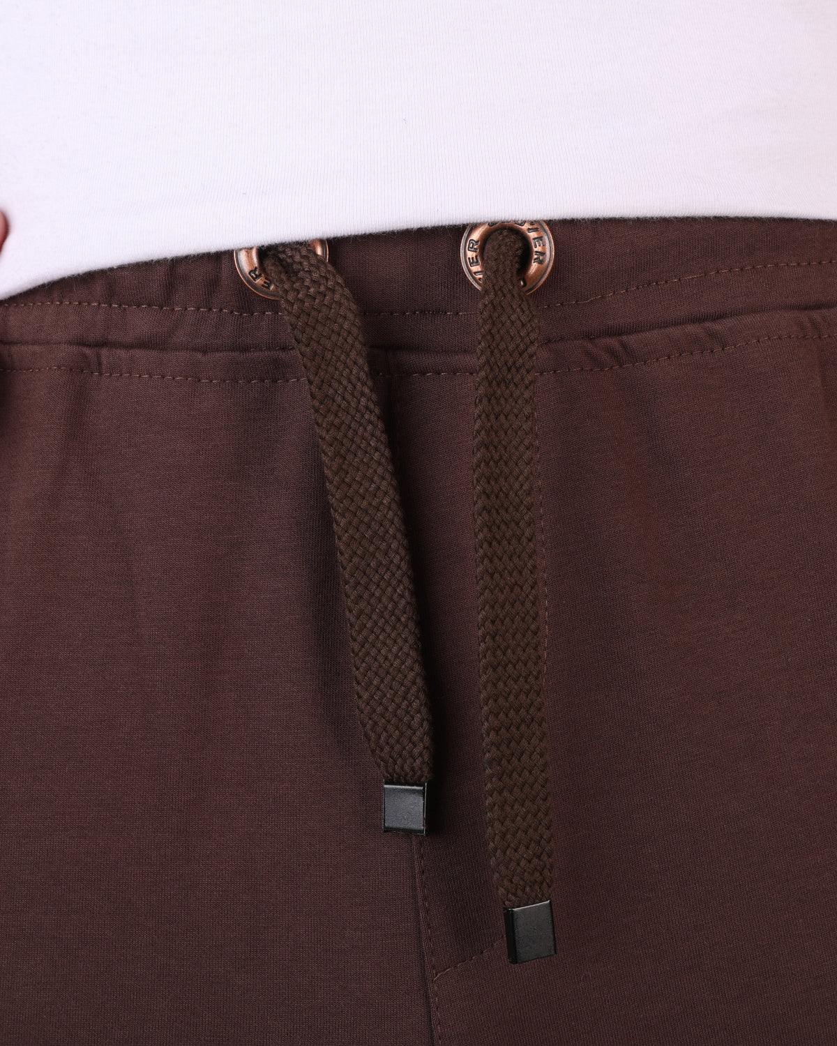 Wide-Leg Cotton Interlock Pants with DTF Print (brown)